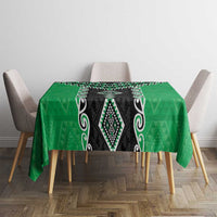 Green Niho Taniwha Mix Poutama Tablecloth Unique Taniko Aotearoa
