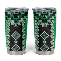 Green Niho Taniwha Mix Poutama Tumbler Cup Unique Taniko Aotearoa