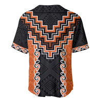 Orange Niho Taniwha Mix Poutama Baseball Jersey Unique Taniko Aotearoa