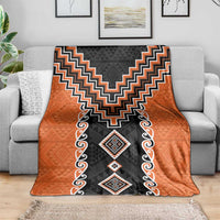 Orange Niho Taniwha Mix Poutama Blanket Unique Taniko Aotearoa