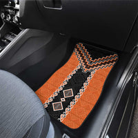 Orange Niho Taniwha Mix Poutama Car Mats Unique Taniko Aotearoa