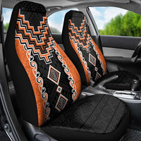 Orange Niho Taniwha Mix Poutama Car Seat Cover Unique Taniko Aotearoa