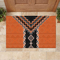 Orange Niho Taniwha Mix Poutama Rubber Doormat Unique Taniko Aotearoa