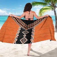 Orange Niho Taniwha Mix Poutama Sarong Unique Taniko Aotearoa