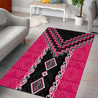 Pink Niho Taniwha Mix Poutama Area Rug Unique Taniko Aotearoa