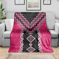 Pink Niho Taniwha Mix Poutama Blanket Unique Taniko Aotearoa