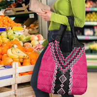 Pink Niho Taniwha Mix Poutama Grocery Bag Unique Taniko Aotearoa