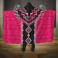 Pink Niho Taniwha Mix Poutama Hooded Blanket Unique Taniko Aotearoa