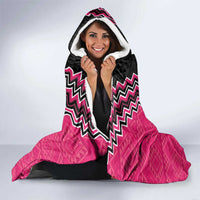 Pink Niho Taniwha Mix Poutama Hooded Blanket Unique Taniko Aotearoa