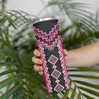 Pink Niho Taniwha Mix Poutama Skinny Tumbler Unique Taniko Aotearoa