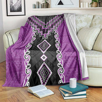 Purple Niho Taniwha Mix Poutama Blanket Unique Taniko Aotearoa