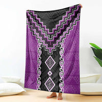 Purple Niho Taniwha Mix Poutama Blanket Unique Taniko Aotearoa