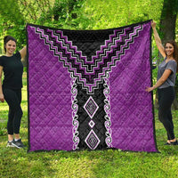 Purple Niho Taniwha Mix Poutama Quilt Unique Taniko Aotearoa