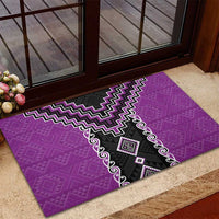 Purple Niho Taniwha Mix Poutama Rubber Doormat Unique Taniko Aotearoa