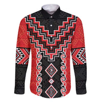 Red Niho Taniwha Mix Poutama Family Matching Summer Maxi Dress and Hawaiian Shirt Unique Taniko Aotearoa