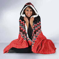 Red Niho Taniwha Mix Poutama Hooded Blanket Unique Taniko Aotearoa