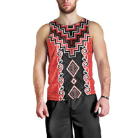 Red Niho Taniwha Mix Poutama Men Tank Top Unique Taniko Aotearoa