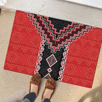 Red Niho Taniwha Mix Poutama Rubber Doormat Unique Taniko Aotearoa LT01 - Polynesian Pride