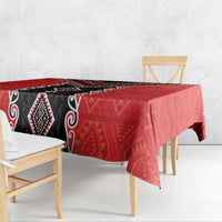 Red Niho Taniwha Mix Poutama Tablecloth Unique Taniko Aotearoa