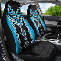 Sky Blue Niho Taniwha Mix Poutama Car Seat Cover Unique Taniko Aotearoa