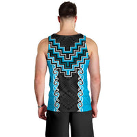 Sky Blue Niho Taniwha Mix Poutama Men Tank Top Unique Taniko Aotearoa LT01 - Polynesian Pride