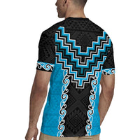 Sky Blue Niho Taniwha Mix Poutama Rugby Jersey Unique Taniko Aotearoa