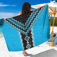 Sky Blue Niho Taniwha Mix Poutama Sarong Unique Taniko Aotearoa