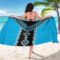 Sky Blue Niho Taniwha Mix Poutama Sarong Unique Taniko Aotearoa