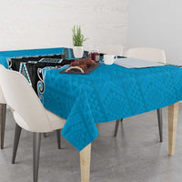 Sky Blue Niho Taniwha Mix Poutama Tablecloth Unique Taniko Aotearoa