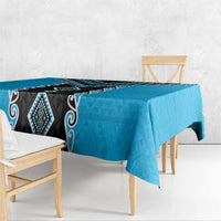 Sky Blue Niho Taniwha Mix Poutama Tablecloth Unique Taniko Aotearoa