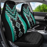 Teal Niho Taniwha Mix Poutama Car Seat Cover Unique Taniko Aotearoa