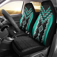 Teal Niho Taniwha Mix Poutama Car Seat Cover Unique Taniko Aotearoa