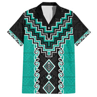 Teal Niho Taniwha Mix Poutama Hawaiian Shirt Unique Taniko Aotearoa