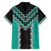 Teal Niho Taniwha Mix Poutama Hawaiian Shirt Unique Taniko Aotearoa