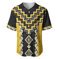 Yellow Niho Taniwha Mix Poutama Baseball Jersey Unique Taniko Aotearoa