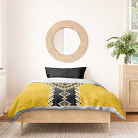 Yellow Niho Taniwha Mix Poutama Bedding Set Unique Taniko Aotearoa