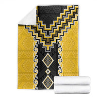 Yellow Niho Taniwha Mix Poutama Blanket Unique Taniko Aotearoa