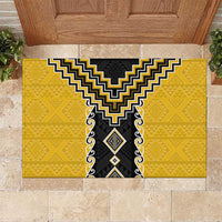 Yellow Niho Taniwha Mix Poutama Rubber Doormat Unique Taniko Aotearoa