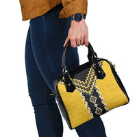 Yellow Niho Taniwha Mix Poutama Shoulder Handbag Unique Taniko Aotearoa LT01 - Polynesian Pride