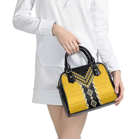 Yellow Niho Taniwha Mix Poutama Shoulder Handbag Unique Taniko Aotearoa LT01 - Polynesian Pride