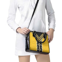 Yellow Niho Taniwha Mix Poutama Shoulder Handbag Unique Taniko Aotearoa LT01 - Polynesian Pride
