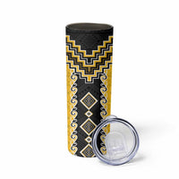 Yellow Niho Taniwha Mix Poutama Skinny Tumbler Unique Taniko Aotearoa