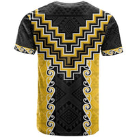 Yellow Niho Taniwha Mix Poutama T Shirt Unique Taniko Aotearoa