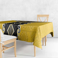 Yellow Niho Taniwha Mix Poutama Tablecloth Unique Taniko Aotearoa