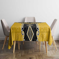 Yellow Niho Taniwha Mix Poutama Tablecloth Unique Taniko Aotearoa