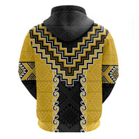 Yellow Niho Taniwha Mix Poutama Zip Hoodie Unique Taniko Aotearoa LT01 - Polynesian Pride