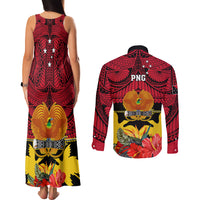Papua New Guinea Couples Matching Tank Maxi Dress and Long Sleeve Button Shirts Bird Of Paradise Mix Polynesian Pattern LT01 - Polynesian Pride