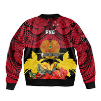 Papua New Guinea Sleeve Zip Bomber Jacket Bird Of Paradise Mix Polynesian Pattern LT01 - Polynesian Pride