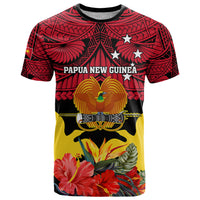 Papua New Guinea T Shirt Bird Of Paradise Mix Polynesian Pattern LT01 Red - Polynesian Pride