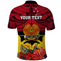 Personalised Papua New Guinea Polo Shirt Bird Of Paradise Mix Polynesian Pattern LT01 - Polynesian Pride
